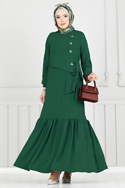 ModaMerve Side Lace Dress 2680Sl890-M Emerald