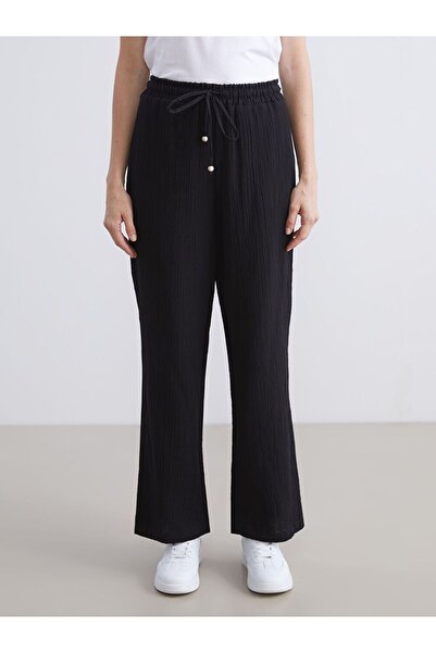 LC Waikiki LCWAIKIKI Classic Beli Lastikli Dokulu Müslin Kadın Pantolon