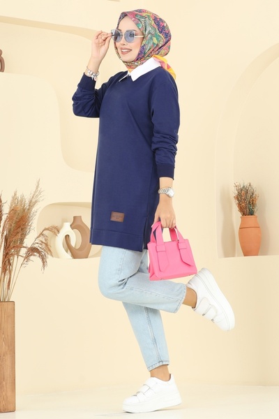 ModaMerve Arma Detailed Tunic 101Ozn1046-Ms Navy
