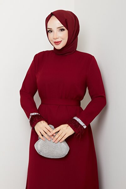 ModaMerve Taş Şerit Detaylı Abiye 1353MP806-MS Bordo