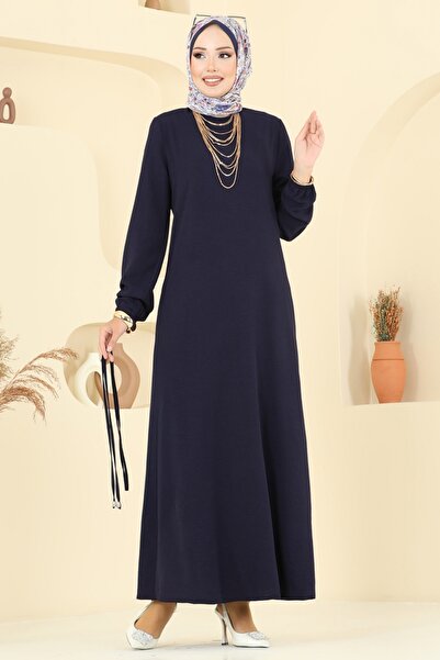 ModaMerve Beli Lace-Up Aerobin Dress 5004Mda386-Ms Navy