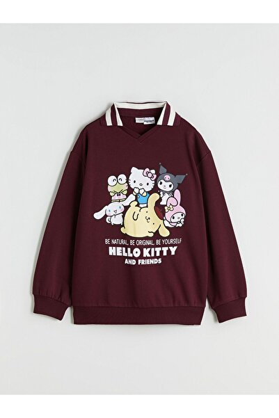 LC Waikiki LCW Kids Polo Yaka Hello Kitty Baskılı Kız Çocuk Sweatshirt ve Eşofman Alt
