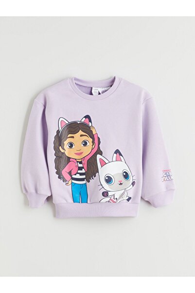 LC Waikiki LCW Kids Bisiklet Yaka Gabby's Dollhouse Baskılı Kız Çocuk Sweatshirt ve Tayt