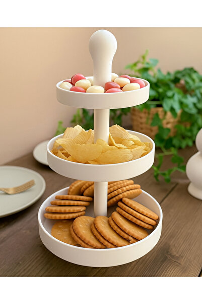 Vescarri Three-Deck Snack & Cake Serving Stand - Modern Presentation and Serv...