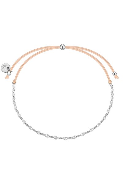 Glanzstücke München Textilarmband Armband Sterling Silber Textil (beige)