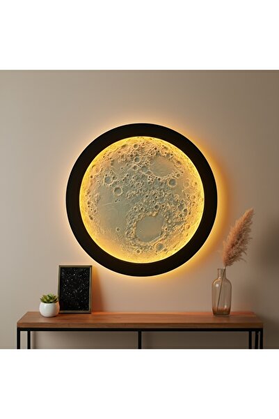 Üsküp Yapı & Mimarlık Gizli Dokunmatik Tuşlu 3 Boyutlu Ay Yüzeyi Desenli Dekoratif Duvar Aydınlatması