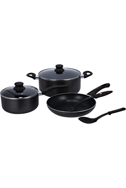 ROYALFORD 7-Piece Aluminum Cookware Set, Black RF8948