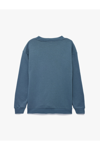 Koton Uzun Kollu Bisiklet Yaka Şardonlu Dinozor Baskılı Sweatshirt