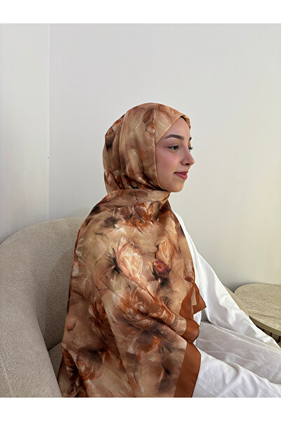 Lavena scarfs شال ناعم رقمي من القطن بنمط الزهور من سلسلة الربيع - بلاط