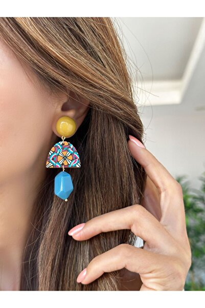 Tudivanyu Aksesuar Ethnic Patterned Dangle Earrings