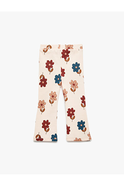 Koton Leggings din bumbac cu flori, cu picioare evazate, în stil spaniol