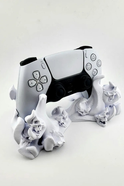 Genç 3D PS5 Joystick Standı Hell Skull | Oyun Kumandası Tutucu | Masaüstü Düz...