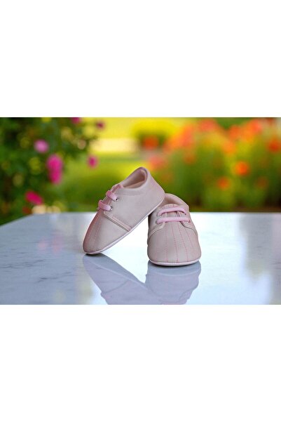 BEBLUXBABY Nakışlı/Lastikli Bej Erkek Bebek Ayakkabısı