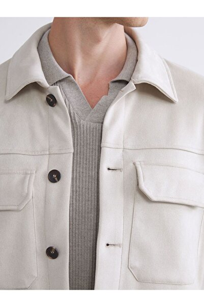 LC Waikiki LCW Vision Standart Kalıp Gömlek Yaka Süet Erkek Mont