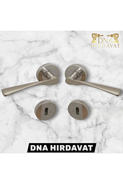DNA HIRDAVAT Bravo Rozetli Yuvarlak Saten Oda Kapı Kolu (1 Takım= 2 adet kapı...