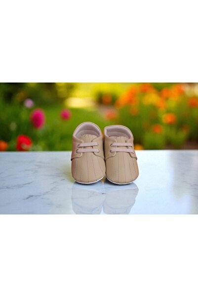 BEBLUXBABY Nakışlı/Lastikli Taba Erkek Bebek Ayakkabısı