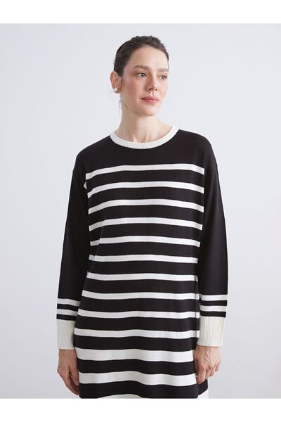 LC Waikiki Lcw Grace Crew Neck Striped Knitwear Dress