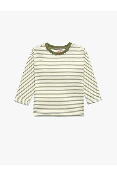 Koton Cotton Long Sleeve Crew Neck Striped 2-Piece T-Shirt Set