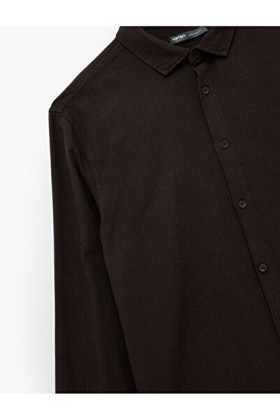 Koton Регулярна кройка памучна риза с дълъг ръкав и класическа яка