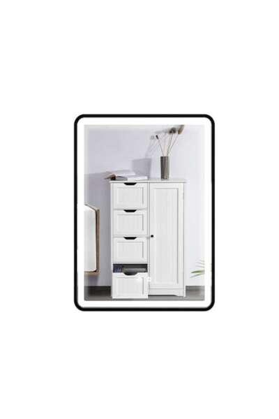 OPTIM DEKO Oglindă LED 60x80 cm, comutator tactil, funcție de dezaburire, ram...