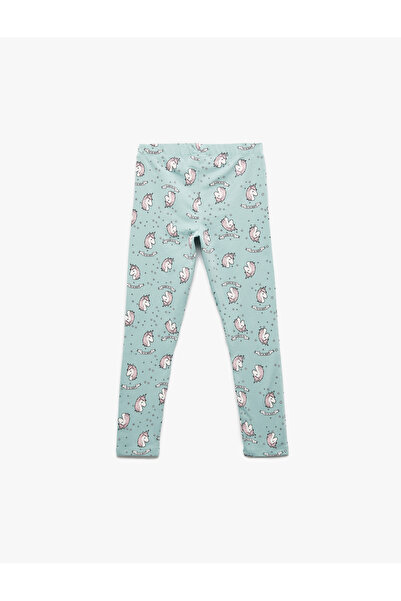 Koton Unicorn Patterned Elastic Waist Cotton Long Leggings