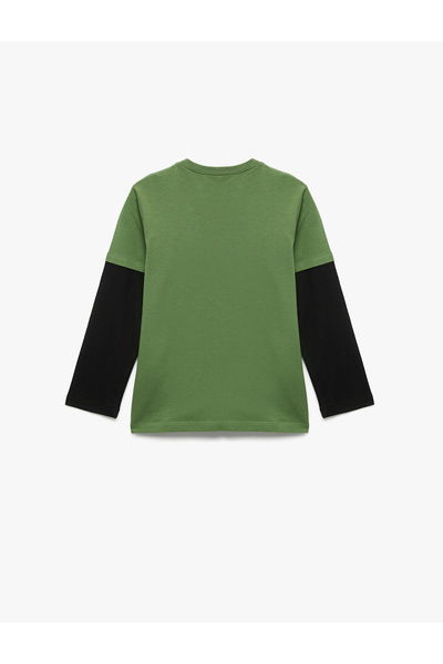 Koton Βαμβακερό μακρυμάνικο T-shirt με λαιμόκοψη