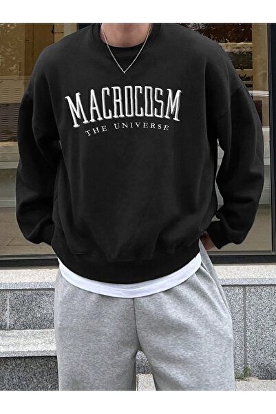 Mythologie Hanorac Macrocosm - Gâtul rotund oversize cu imprimeu negru