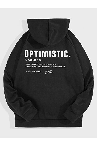 Mythologie Оптимістична толстовка - Чорна з принтом Oversize з капюшоном