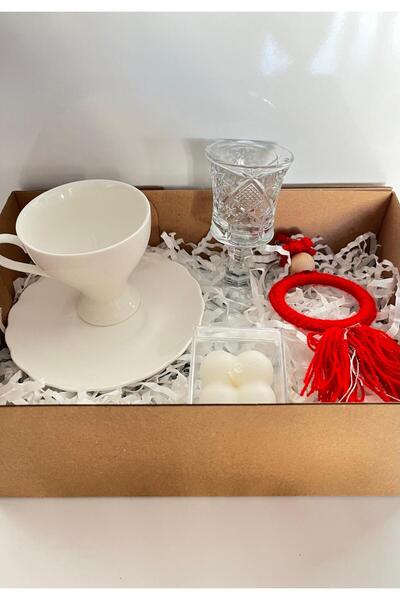 adin tasarım Single Person Cup Set 6 Pieces Christmas Coffee Cup Keychain Candle Snack Holder Gift Set with Stand