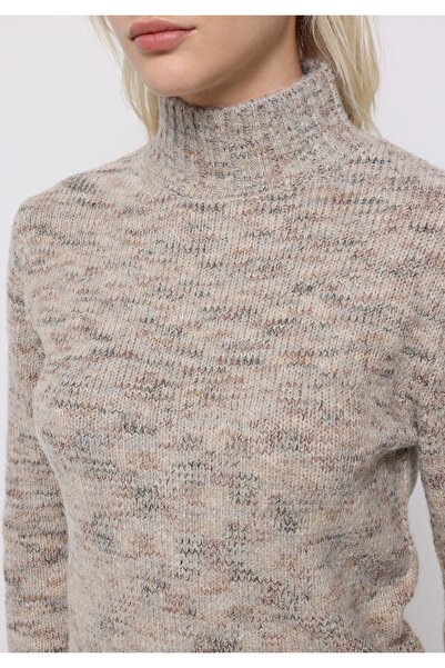 Colin's Slim Fit Dik Yaka Düz Kadın Bej Kazak