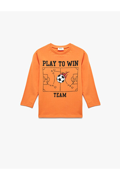 Koton Βαμβακερό μακρυμάνικο μπλουζάκι ποδοσφαίρου με στάμπα