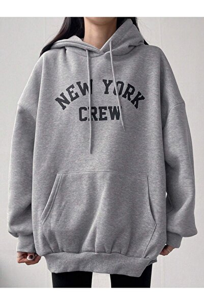 Mythologie Світшот New York Crew - сіра толстовка з принтом великого розміру