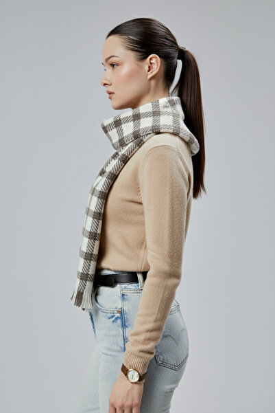 derikem Women's Soft Textured Plaid Pattern Winter Shawl