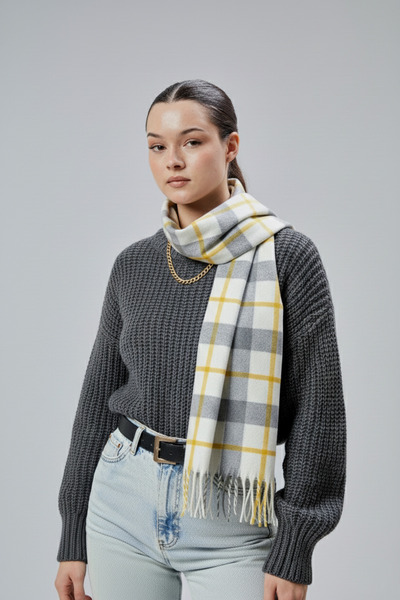 derikem Women's Soft Textured Plaid Pattern Winter Shawl