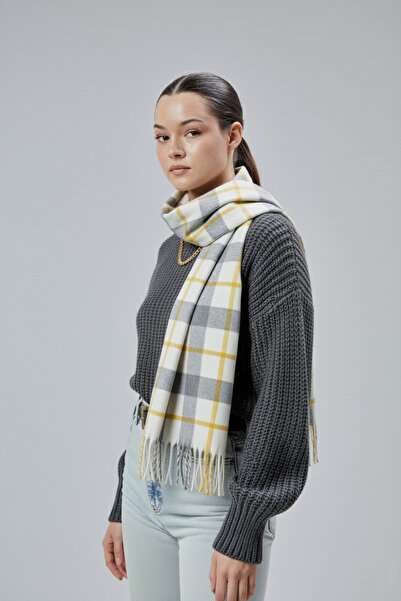derikem Women's Soft Textured Plaid Pattern Winter Shawl