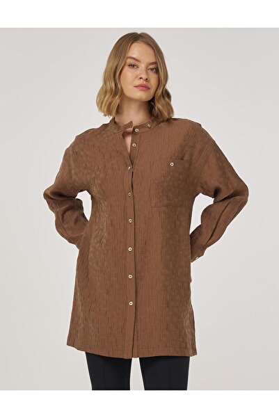 Kayra Hakim Yaka Lyocell Bluz Koyu Oliv