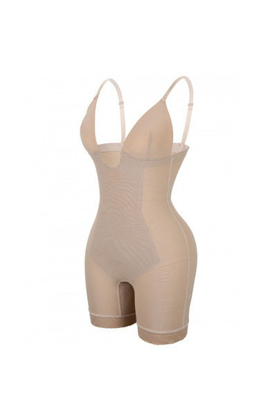 Fstyle Women's Seamless V-Neck Open Back Body Shaper, Women's Shapewear