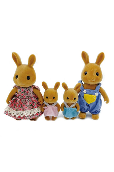 Choice4 منزل ألعاب عائلة الأرنب البني بمقياس 1:12، أثاث ودمى مصغرة لعائلة الغابة