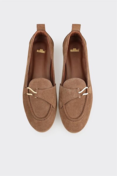 Elle Shoes Kahve Deri Kadın Loafer