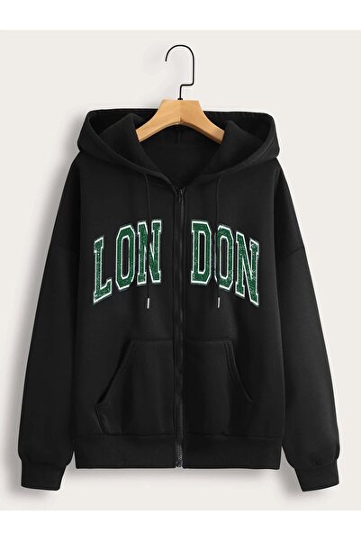 modaberry سترة صوفية مطبوعة باللون الأخضر اللندني - سترة شتوية سوداء كبيرة ال...