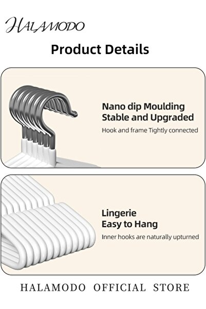 HALAMODO 50pcs Home Plastic Hangers Clothes Hanger with Shoulder Grooves Durable & Space Saving