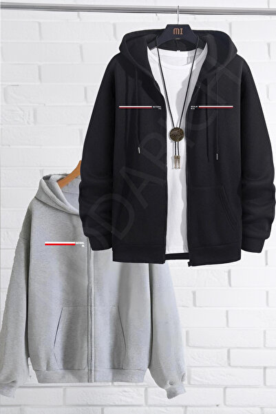 SeusCraft Cardigan Natural Realm Paris din 2 piese - Cardigan cu glugă oversi...