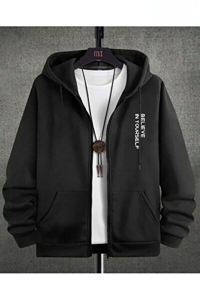 SeusCraft Ζακέτα Believe Yourself - Ζακέτα με μαύρη στάμπα, Winter Oversize H...