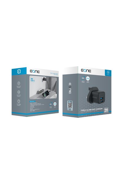 EONE 20W Wall Charger with Dual PD and QC Ports, Fast and Safe