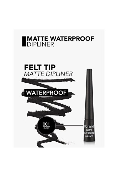 Flormar Matte Waterproof Dipliner, 2.5 ml, 01- Black