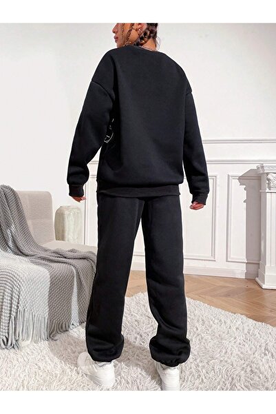 Mythologie USA 25 Skull Sweatshirt Sweatpants Jogger - Black Printed Bottom Top Tracksuit Set Crew Neck