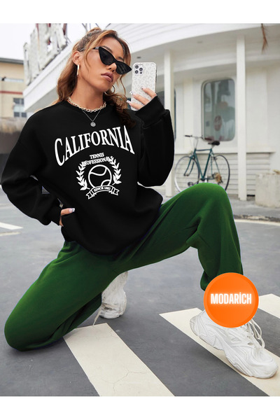 coolart Μαύρο φούτερ τένις, πράσινο παντελόνι φόρμας Jogger - Σετ φόρμας με σ...