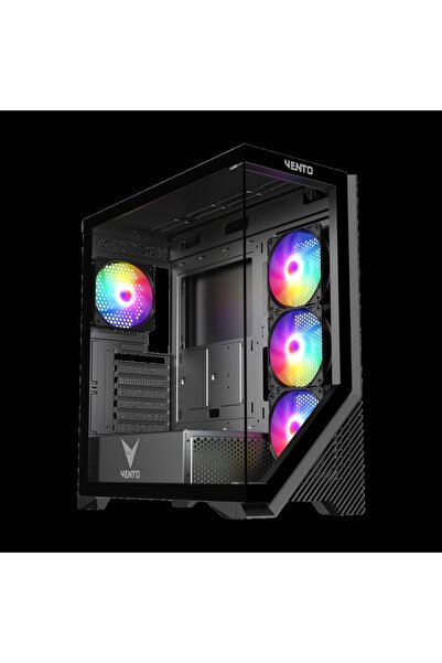 VENTO Vg4202fl Mid Tower, 750w 80+ Siyah, Temperli Cam, Rgb, Atx Gamıng Kasa