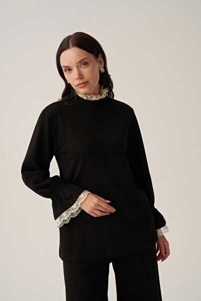 ALLDAY Siyah-Yumuşak Dokulu Fisto Garnili Pantolonlu Takım