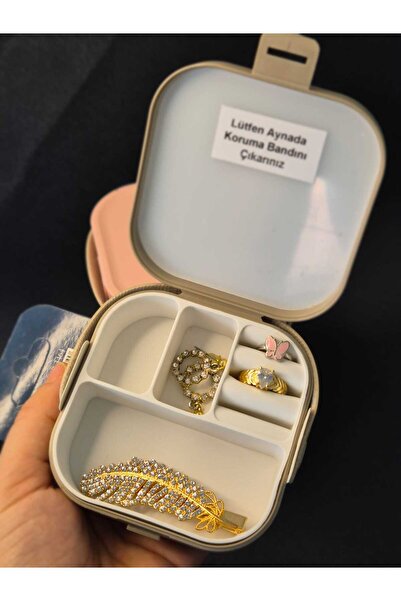 Urve Plastik علبة مكياج محمولة مع مرآة، حجم صغير مع مرآة، مقاس 9×9 سم، حجم ال...